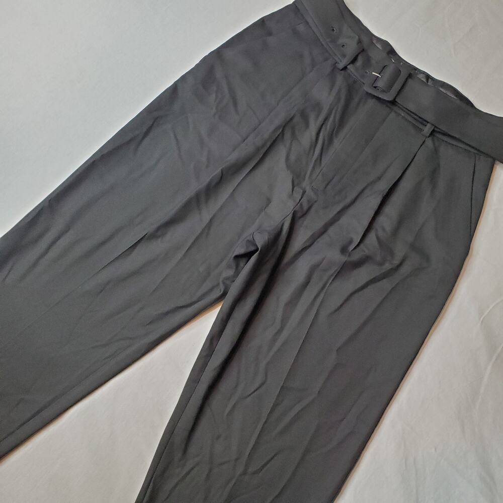 Mango Women's Size 8 NWT Belted Tapered Leg Pants Black - Picture 1 of 8